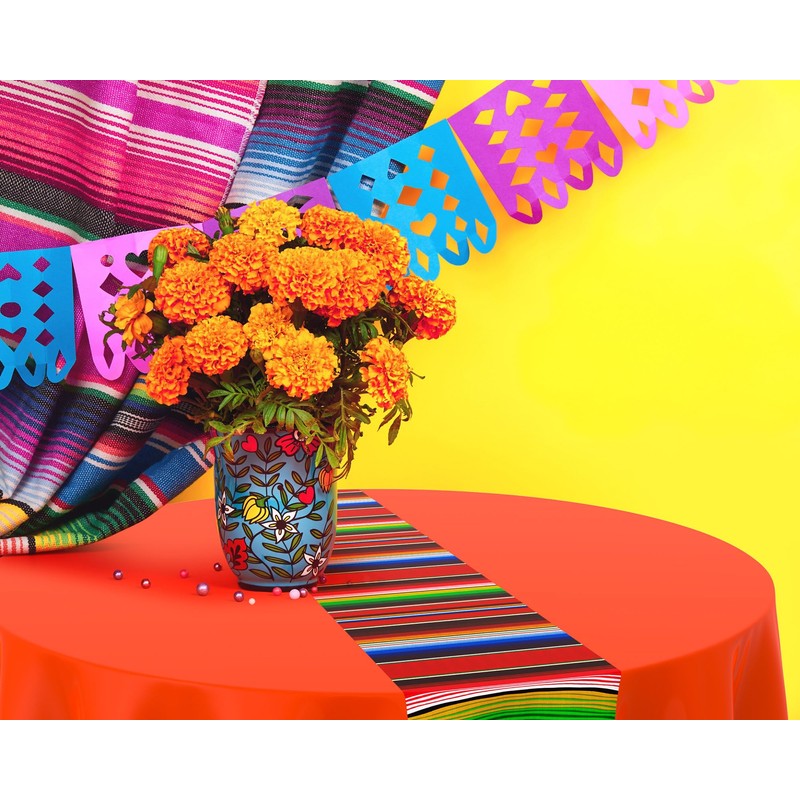 Oudain 6 Pcs Fiesta Tablecloth 84 Inch Plastic Tablecover Waterproof