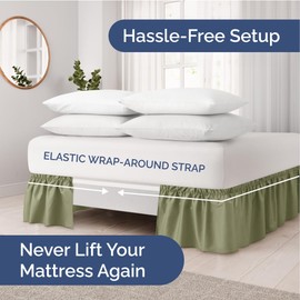 Falda de Cama Queen Verde Salvia con Volantes - Volantes de Calidad de Hotel para Camas Queen con 15 Pulgadas - Falda de Cama elástica con Volantes para un fácil Ajuste con Tela cepillada