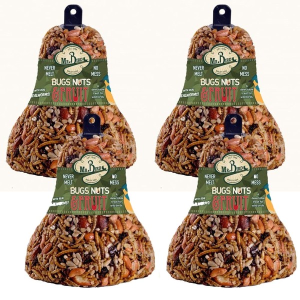 4-Pack of Mr. Bird Bugs, Nuts, Fruit Wild Bird Seed Bell 12.5 oz.