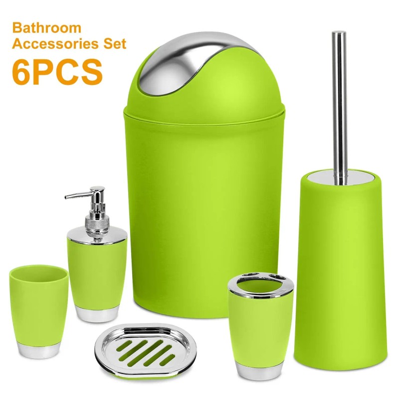 Complete 6-Piece Bathroom Ensemble with Soap Dispenser and Toothbrush Holder