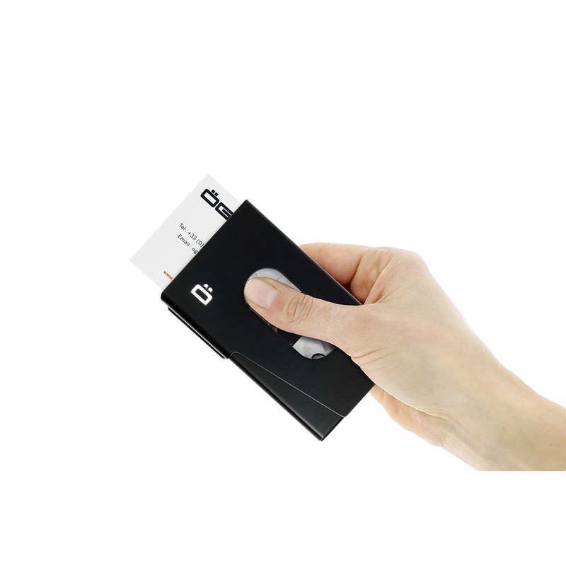 Ögon OT-Black Business Card Hold One Touch Anodized Aluminium Black