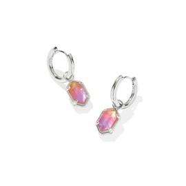 Kendra Scott Hallie Huggie Earrings, Silver-Plated Brass, Sunrise Watercolor Illusion, Fashion Jewelry for Women