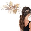 dinghaole Gold Wedding Hair Clip, Crystal Pearl Hair Pins Accessories,