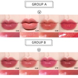 4Pcs Shimmer Lip Gloss Crystal Jelly Liquid Lipstick Set Moisturizing Hydrating Long Lasting Lip Gel Nourishing Liquid Lipsticks-Lightweight and Non-sticky (A)