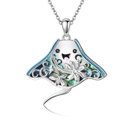 Stingray Necklace 925 Sterling Silver Manta Ray Filigree Pendant Necklace Sting Ray Animal Ocean Jewelry for Women Unisex Stingray Lover
