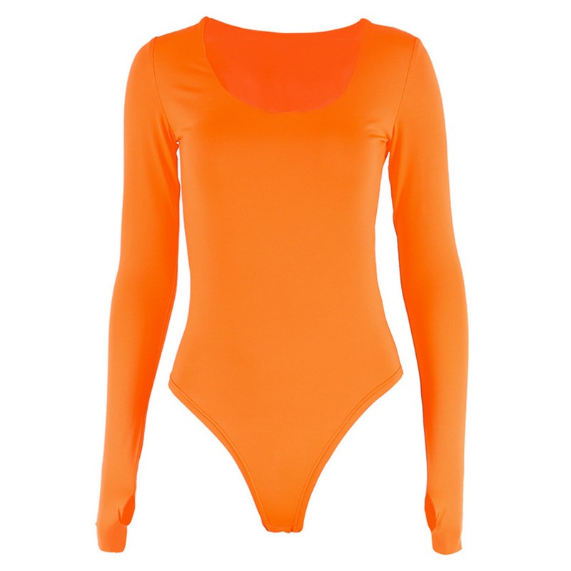 Women Long Sleeve Bodysuit Fashionable Charming Slim Fitting Body Leotard