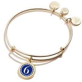 Alex and Ani A20EBNUM6SG,Color Infusion Numerology Six Expandable Bangle Bracelet,Shiny Gold,Blue,Bracelet