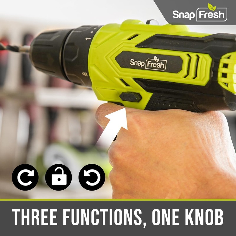 SnapFresh SnapFresh 20V Cordless Drill Set, 3/8" Power Drill with