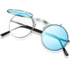 Frienda Steampunk Flip-Up Sunglasses, Silver frame, blue lens