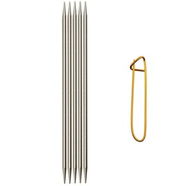 ChiaoGoo Red Double Point 6-inch (15cm) Stainless Steel Knitting Needle; Size US 7 (4.5mm) Bundle with 1 Sturdy Stitch Holder 6006-7