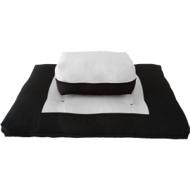 Danfuton Zafu Zabuton Meditation Yoga Posture Exercise Cushion, Sit Kneel White/Black