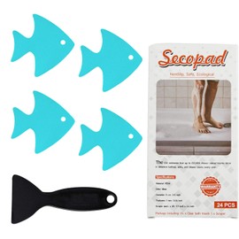 Secopad Bathtub Stickers Non-Slip, 24 PCS Safety Shower Treads Adhesive Appliques with Premium Scraper (Blue)