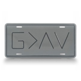 God is Greater Than The Highs and Lows License Plate, Embossed 6X12 Metal Auto Tag, G>^V (Grey)
