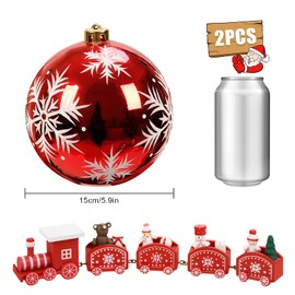 2 Pcs Christmas Baubles Red 15cm Christmas Baubles Extra Large Christmas Baubles Christmas Hanging Ball Ornaments with Snowflake Pattern Shatterproof Christmas Balls for Christmas Tree Decoration