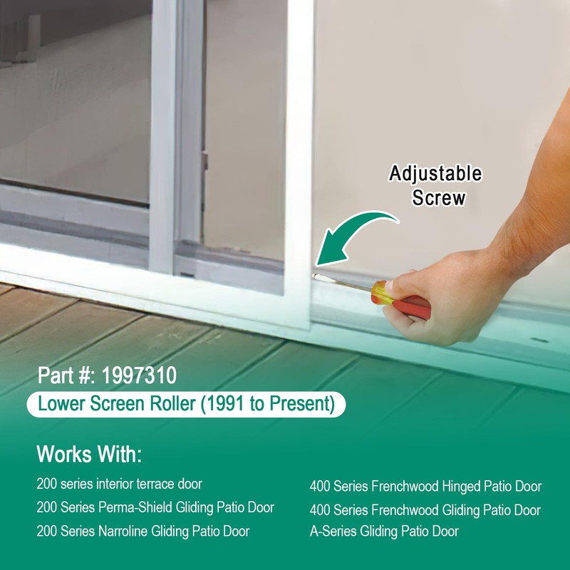 1997310 Lower Sliding Screen Door Rollers Assembly for Andersen Gliding