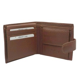 Bolla Bags Men's Grained Leather Tabbed Bi Fold Wallet (Chestnut)