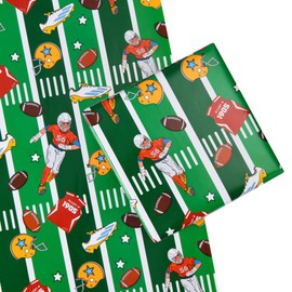 Titiweet Rugby Football Wrapping Paper, 4 Large Sheets Football Theme Birthday Wrapping Paper for Boys Girls Men Women, 39.4 x 27.6 Inches Per Sheet(Rugby Football)