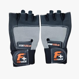 FUTURE PLUS Gym Weight Lifting Fitness Gloves with Flexible Thin Padding, Enhanced Palm Wrist Support for Men Women Exercise Pull ups Workout Rowing and Cycling (Pair) (Grey, Large)