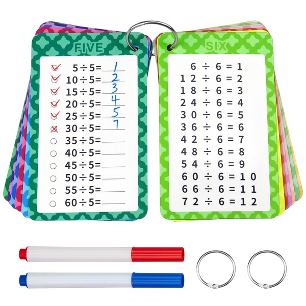 Catephe Division Flashcards 0-12, 13 Pcs Division Chart Math Flashcards,