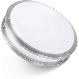 12-Inch Double Ring Dimmable LED Flush Mount Ceiling Light, 20W (95W Equivalent),1400lm, 4000K Natural White, Brushed Nickel Finish Steel, ETL Listed, Commercial or Residential, Damp Location Rated