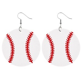 Sports Lover Baseball Shape Leather Dangle Earrings for Women Jewelry(A)