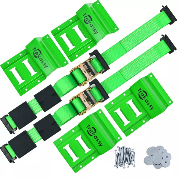Trekassy 4-Pack Wheel Chock Tire Down Strap E-Track Trailer Towing
