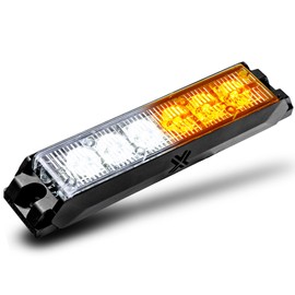 LAMPHUS NanoFlare 5" 6W Amber White LED Surface Mount Police Grill Strobe Warning Light [SAE Class 1] Orange Clear 12V Rectangle Grille Flashing Emergency Fire Light for Snow Plow Truck Car