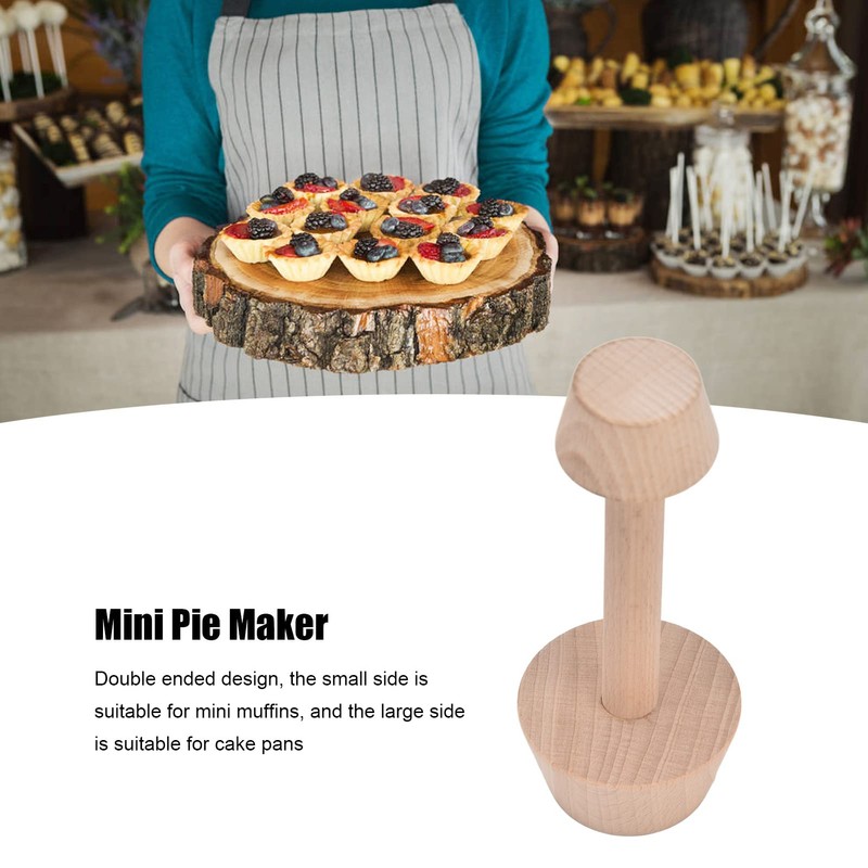 DEWin Egg Tart Mold, Wooden Egg Tart Tamper, Double Sides