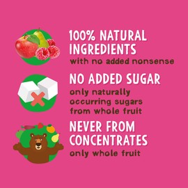 BEAR Raspberry & Blueberry Paws - Delicious Real Fruit - Suitable for 2+ years - Healthy - 20g (18 pack)