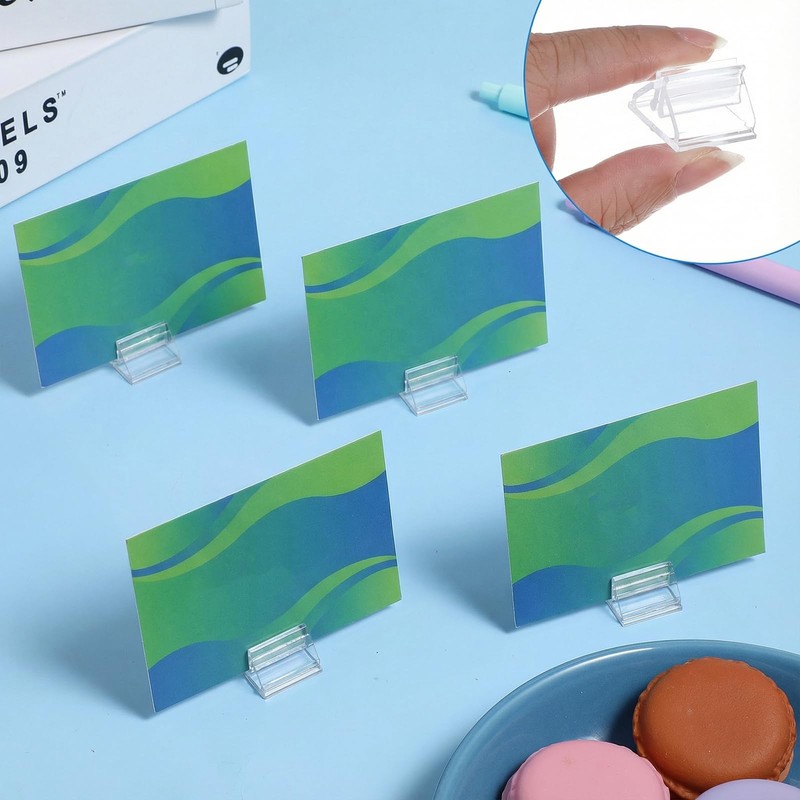 DOPENSPI 50PCS Card Stands, Table Sign Holder Stand Clear Display