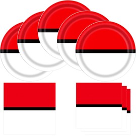 Hzleyw Cartoon Animation Birthday Party Supplies, 20 Plates and 20 Napkins, for Cartoon Ball Video Games Birthday Party Baby Shower Decorations