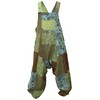 Gheri Mens Loose Fit Patchwork Printed Cotton Harem Dungarees Green