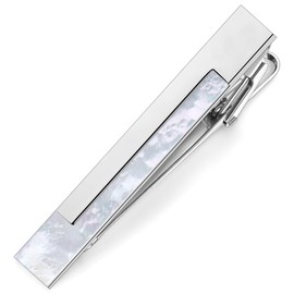 HAWSON 2 Inch Mother of Pearl Tie Clips for Men With Gift Box, Tie Bar for Men's Regular Necktie, Suitable for Daily Business Anniversary Wedding.