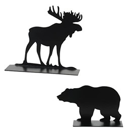 Department 56 Village Collection Accessories Wild Animal Moose and Bear Silhouette Figurine Set, 3.5 and 2 Inch, Black