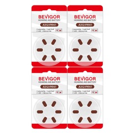 BEVIGOR Hearing Aid Batteries Size 312, Mercury Free (24 Count), 1.4V, Easy to Open and Carry, Long Lasting Batteries