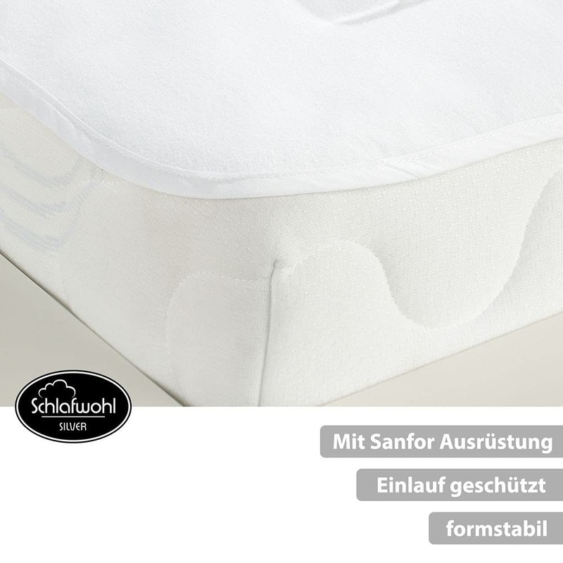 SCHLAFWOHL SILVER Wasserdichter Matratzenschoner • Matratzenschutz • Topper 90 x