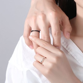 Hifunny Mobius Twist Ring Geometric Adjustable Couple Twist Ring for Women Men's Valentine's Day Jewelry 2pcs, Metal, Rhinestone