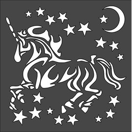 Rubstamper Unicorn Logo Stencil Reusable Sturdy Flexible Clear Plastic 1-5.5x5.5 in Arts and Crafts Material Scrapbooking for Airbrush Painting Drawing