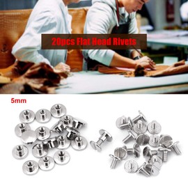 Set of 20 Leather Craft Rivets, DIY Flat Head Webbing Rivets, Leather Craft Screws, Nail Rivets for Luggage, Leather Crafts (5 mm)