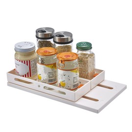 Melldrry Spice Rack, Extendable, Turntable Organiser, Cabinet Organiser, Kitchen, Rotating Lazy Spice Rack, Kitchen Organiser, Rotating Plate Organiser for Cupboard, Refrigerator, Kitchen, Work Plate