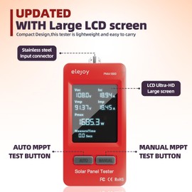 PMA1800W Solar Panel Tester, Solar MPPT Meter with Large Ultra Clear LCD, Upgraded Measuring Range (5~1800W, 20~120V, 0~60A), Smart MPPT Tools for Testing Solar PV Panel Data and Troubleshooting