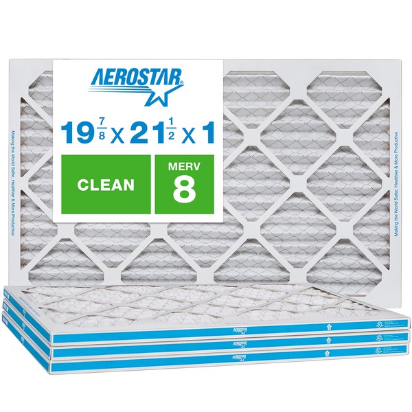 Aerostar 19 7/8 x 21 1/2x1 MERV 8 Pleated Air Filter, AC Furnace Air Filter, 6 Pack (Actual Size: 19 7/8"x21 1/2"x3/4")