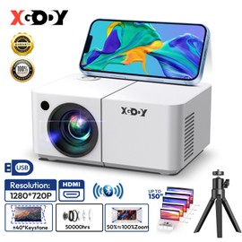 XGODY 8K UHD Native 1080P Projector LED WiFi Smart Home Theater Cinema Projector