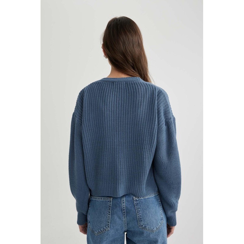 DeFacto Women's Cardigan Sweater, blue