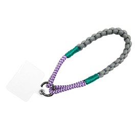 Macaroni Edge Solomon Weave Short Smartphone Strap Multicolor 1 Rope Phone Strap Hand Strap Phone Strap with Tag Korean Miscellaneous Goods, grey/green