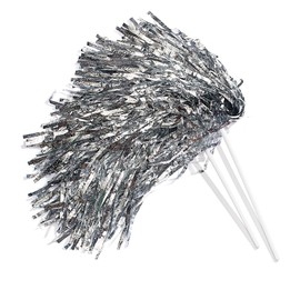 Anderson's Metallic Silver Foil Textured School Spirit Shakers, Cheerleader Pom Poms, Football, Basketball, Homecoming, Squad, Team, Party, Dance, Club, Performance, Fan Celebration Pack of 10