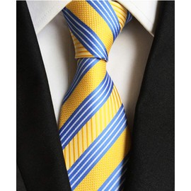 Men's Striped Jacquard Woven Silk novelty Tie Formal Suit Necktie 6 Pack, Baby Blue, Lavender Purple, Black, Navy Red, Navy Tartan, Navy White