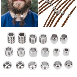 18pcs Beard Beads for Men, Viking Beard Beads, Viking Hair Beads, Beard Ornaments for Men Hair Beard Beads Braiding Beads Stainless Steel Dread Beads Viking Jewelry