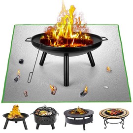 Fire Pit Mat 100x100cm Square Fireproof Mat, 2 Layer Resistant Patio Grill Mat for Decking, Grass, Lawn, Backyard and Outdoor Campsite - Under Grill Mat Pad Protector (39.4 * 39.4inch)