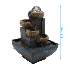 Jeanoko Water Fountain, Desktop Fountain Ornament Tabletop Flowing Water Ornament Resin Crafts with Colorful Lamp Bead Calming Relaxion Waterfall Fountain for Home Office Desktop(#2)